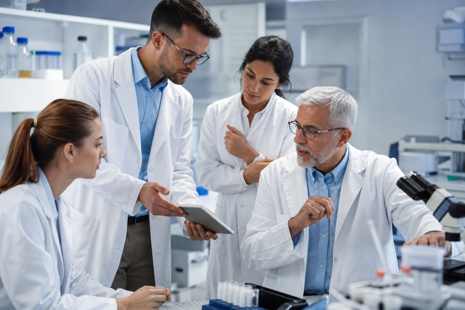 Lab technicians and scientists